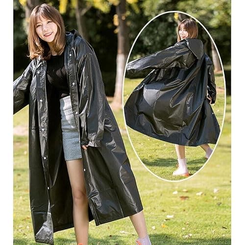 Boolavard Unisex Adults Rain Poncho, lightweight, reusable, and packable on the go rain protection (UK, Alpha, One Size, Regular, Regular, Black) — view 2