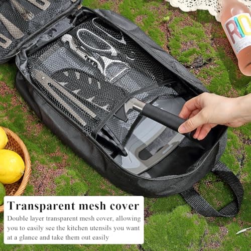 Camping Accessories, Evanda Camping Cooking Utensils, Travel Essentials, Portable Camping Kitchen Utensil Set for Travel, Picnics, RVs, Camping, BBQs, Parties — view 5
