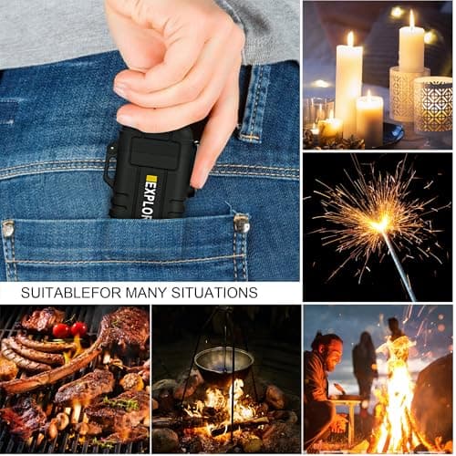 lafagiet USB Rechargeable Lighter, Waterproof Dual Arc Lighters for Camping Hiking Outdoor Survival Kits (F13-Black) — view 5