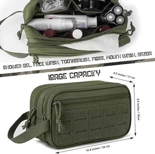 Pine shine Tactical Toiletry Bag for Men with MOLLE System, Water Resistant Dopp Kit Travel Organizer, Large Capacity Hanging Wash Bag with Compartments for Shaving, Camping, Gym & Travel Accessories — view 3