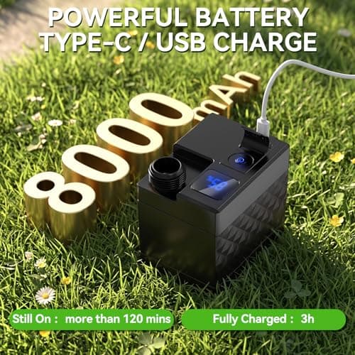 Cadrim Portable Camping Shower, 8000mAh Rechargeable Outdoor Shower Pump with Intelligent LED Display, IPX8 Waterproof Camping Shower Kit, Camping shower pump for Hiking, Travel, Car, Pet — view 4