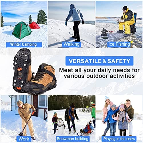 ZUXNZUX Crampons, Ice Cleats for Shoes and Boots, Silicone Stainless Steel Grippers Shoe Spikes Grips Traction for Ice Snow, Winter Hiking Climbing Ice Fishing — view 5