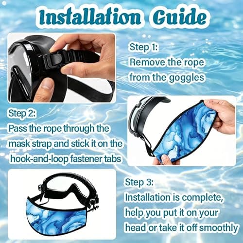 INFUNLY 4PCS Colorful Marble Scuba Mask Strap Cover Artistic Dive Mask Strap Neoprene Masks Slap Straps Waterproof Diving Headband for Men Women Snorkeling Diving Swimming Water Sports — view 3