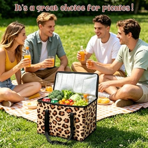 GwaOery Cooler Bag 40L Insulated Picnic Thermal Food Delivery Bag(Brown) — view 5