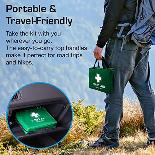 220 Piece Premium First Aid Kit Bag - Includes 2 x Cold (Ice) Packs and Emergency Blanket for Home, Office, Car, Caravan, Workplace, Travel and Sports — view 5
