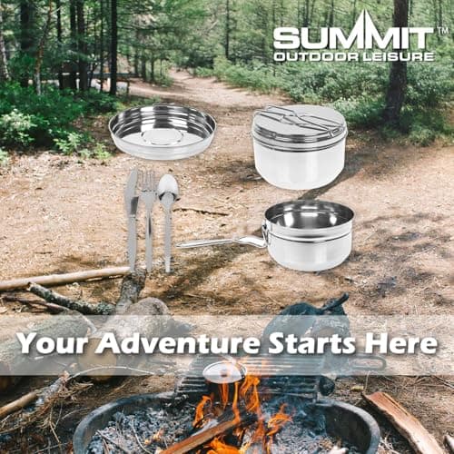 VFM e-Store - Tiffin Tin Stainless Steel Sectioned Hot Cold Food - Camping, Travel Holiday Accessories for Summer - 16cm X 16cm 6 Piece Set — view 5