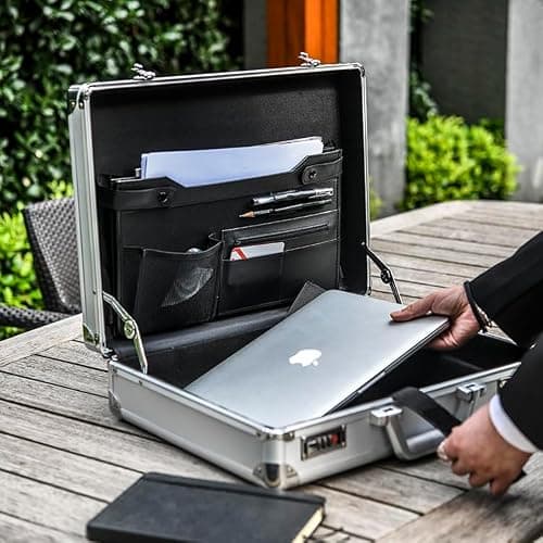 AR BRAND EST. 2021 Aluminium Briefcase Business Office Travel Work Laptop Attaché Bag (Silver) — view 2