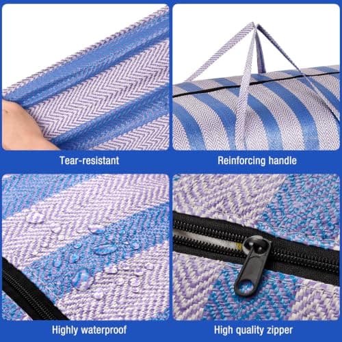 10 Pack Extra Large Moving Bags Clothes Storage Box Replacement, Thickened 130L Packing Sacks with Zips for Wardrobe Organisation, House Relocation, 86x46x33 cm (10) — view 4