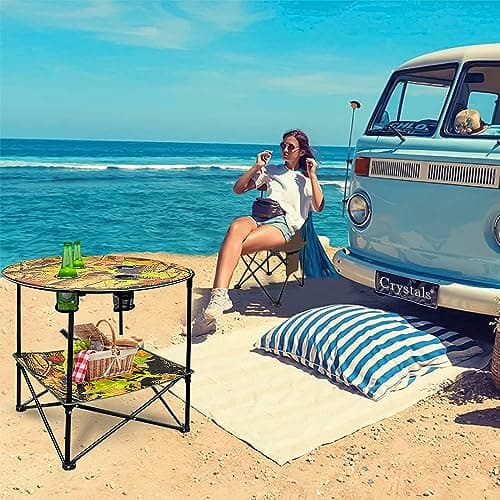 Crystals 3PCs Folding Camping Set – Portable Camping Table with 2 Chairs, Lightweight Picnic Table & Chairs for Adults – Ideal for Outdoor Camping, Picnic, Garden, Beach & Indoor Use — view 4