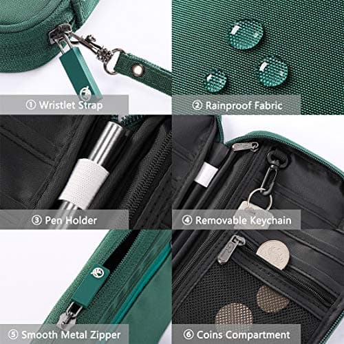 VanFn Travel Wallet Family Passport Holder RFID Blocking Travel Document Organiser Waterproof Holiday Passport Case Men Women for ID Card, Credit Cards, Flight Tickets, Money, Coins (Green) — view 5
