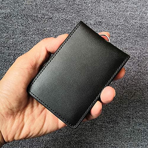 Hibate Genuine Leather Oyster Card Holder Bus Travel Pass Holders - Black — view 4