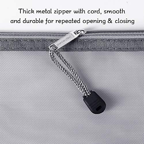 Nylon Mesh Cosmetic Zipper Bags, 6PCS Grey Makeup Pouches Pen Pencil Organizer Case for Travel Purse Diaper Bag (A5 x 3pcs, A6 x 3pcs) — view 4