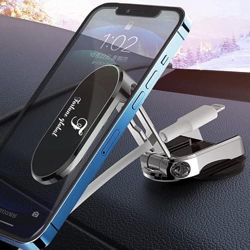 Fortune Global Magnetic Foldable car phone holder, Universal Magnetic Mount With 360° Rotation, Magnetic Mobile Phone Mount Dashboard Cradle compatible with iPhone Samsung all smartphones (Black) — view 4