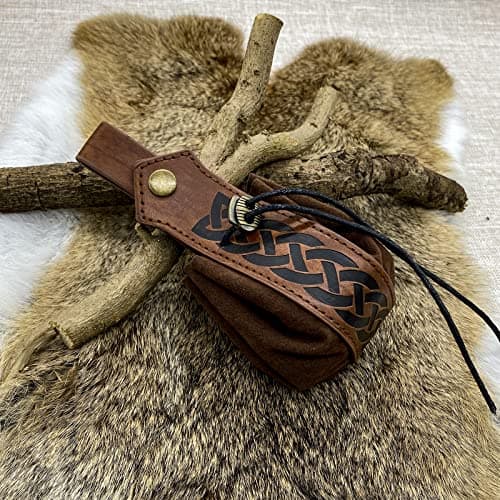 HiiFeuer Medieval O Ring Belt with Retro Nordic Drawstring Pouch, Renaissance Faux Leather Belt and Purse Set for LARP (Brown C) — view 4