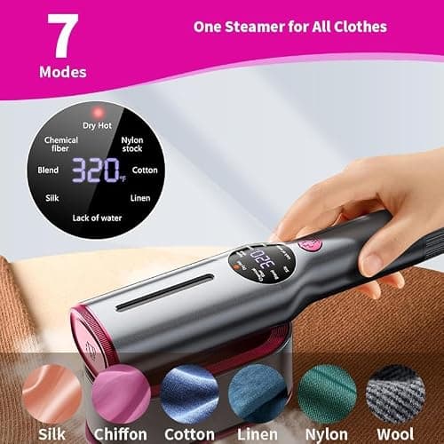 Dr.flash Travel Steamer for Clothes, Portable Steamer for Clothes, 1200W 2-in-1 Steam Iron for Travel, 15s Fast Heat Up, Handheld Steamer for Clothes with 160°C Smart LED Display & 7 Fabric Modes — view 4