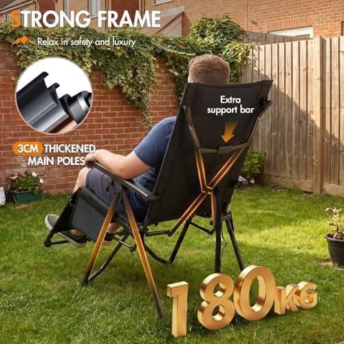 Portal Reclining Camping Chair Garden Chairs Sun Lounger Bundle-Fold Zero Gravity Chairs Heavy Duty 180kg Support Deck Chair with Leg Rest Adjustable Lounge Chair for Outdoor Patio Beach Indoor — view 5