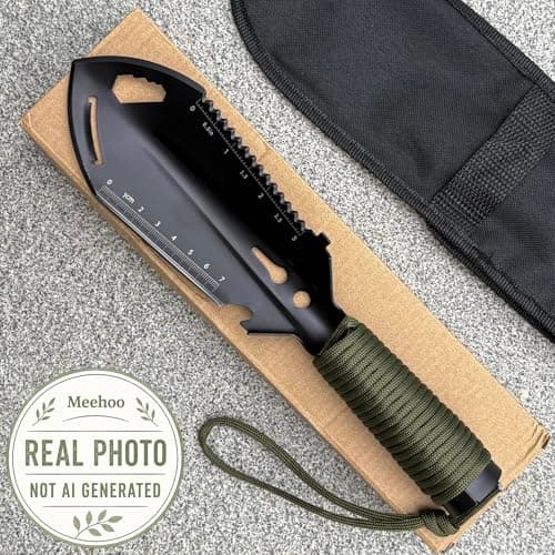 Meehoo Camping Trowel, Carbon Steel 9-in-1 Multi-Tool Bushcraft Shovel — view 3