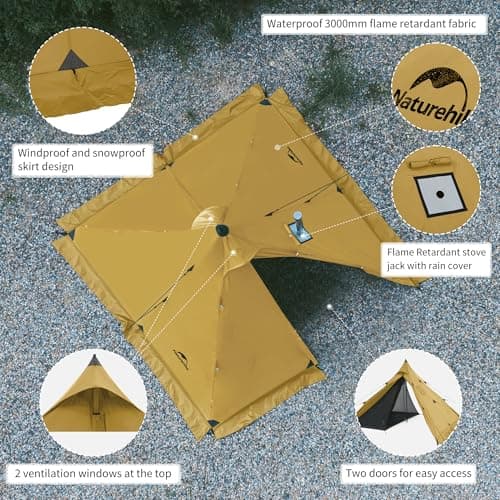 Naturehike Fire Tent 2-6 Person Thermal Warm Pyramid Indian 4-season Tent with Stove Windproof and Waterproof suitable for Winter Camping Tents for Winter Travel and Heating — view 3
