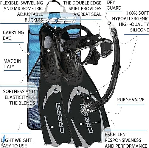 Cressi Pluma Bag Snorkelling Packages - Black/Silver, Size 41/Size 42 — view 6