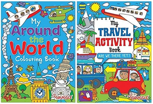 Squiggle My Travel Activity Book & Around the World Colouring Book - Set of 2