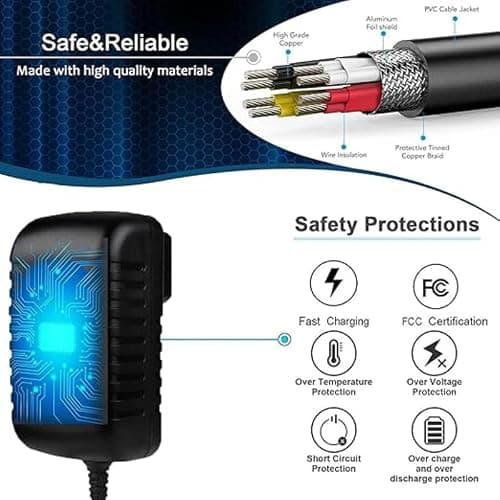 Uootery 4FT AC/DC Adapter Replacement for Hornady Security Rapid Safe AR Wall Lock m No. 98185 AR Gunlocker 98190 Shotgun Wall Lock 98180 Biometric Safe 98110 RFID Pistol — view 4
