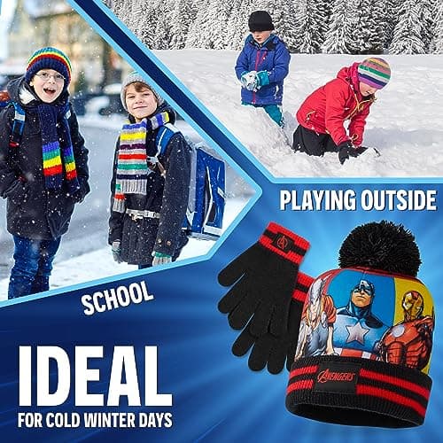Marvel Boys Winter Accessories Set, Cosy for School Travel - Gifts for Boys (Black Avengers 2 Pcs) — view 5