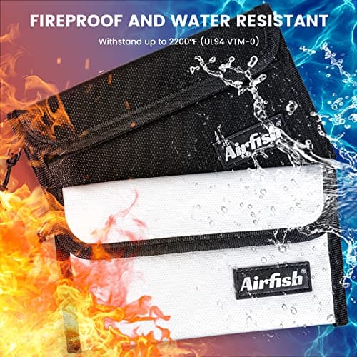 Airfish 2 Pack Fireproof Wallet, 5 x 8 inches, Waterproof Cash Bag with Zipper, Small Cash Bag for Valuables - Silver — view 2