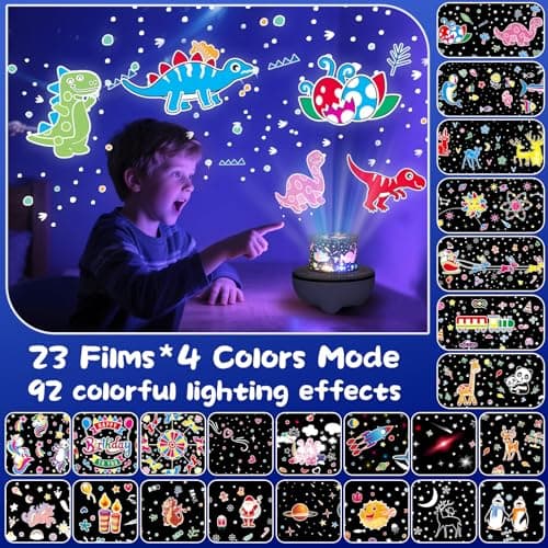 Arrytoy Sensory Light Projector,Baby Night Light Projector,Bedroom Decor Rechargeable Star Projector -23 Sets of Films & 360° Rotating &4 Light Modes, Birthday/Christmas/Easter Gifts for Girls & Boys — view 4