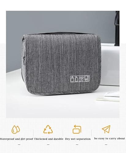 BSLVWG Travel Hanging Toiletry Wash Bag,Water-Resistant Toiletry Bag for Men,Women Large Foldable Travel Wash Bag for Business Trip Shaving Bathroom Gym Toiletries Makeup Organizer (Red) — view 4