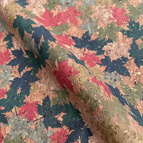 Natural Cork PU Vinyl Leather Fabric Crafts Bags Accessories Yoga Mats Decor Furnishing Upholstery Material | 52" - 132 cm Wide | per Half Metre (Maple Leaf Red) — view 3