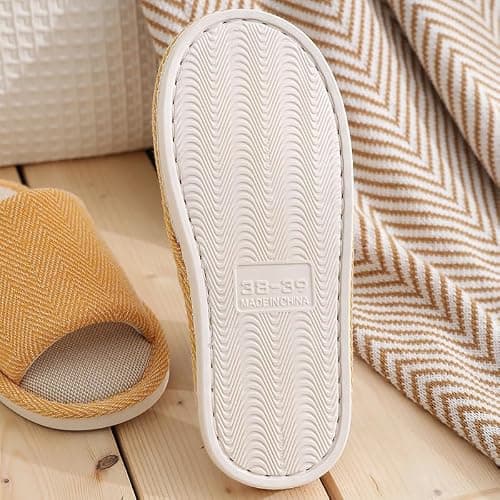 JIJIe Slippers Linen Indoor Slippers for Men and Women, Anti-Slip Summer Slippers (Brown EU44/45 UK9/10 — view 3