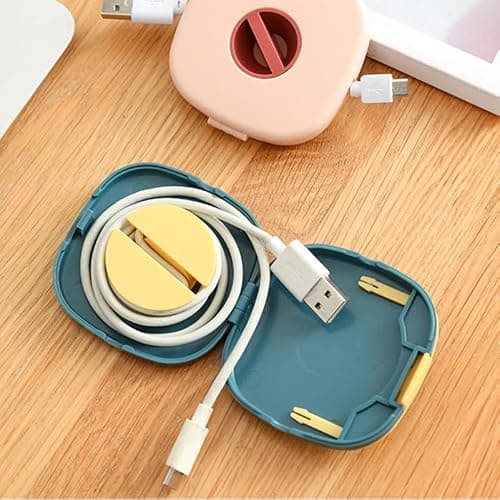 DOITOOL Rotating Data Cable Storage Box 6-Pack Portable Charging Cable Organizers for Phone and Headphone Cord Management Compact Travel and Desktop Wire Storage — view 3