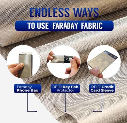Faraday Fabric Military Grade EMF Fabric RF Blocking Fabric EMF Blocker Fabric Shielding Fabric from Signals Bluetooth GPS Signal Blocker WiFi Jammer,silver-2x1.1m — view 4