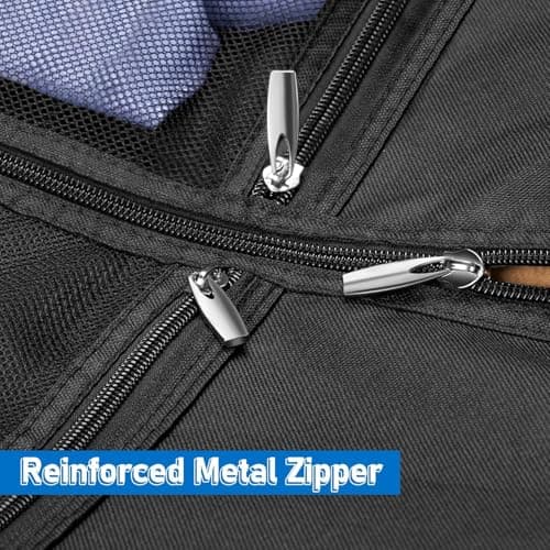 MISSLO 4 Handles Heavy Duty Garment Bags for Travel Storage 43" Suit Bag Carrier for Men with 6" Gusseted and Pockets Women Clothes Cover Suit Holder for Shirts, Coats, Dresses, 2 Pack — view 6