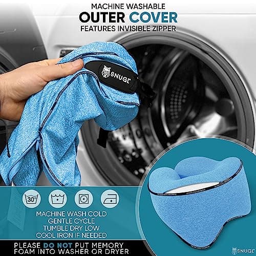 SNUGL Travel Pillow – Memory Foam Neck Pillow for Travel – Support Cushion for Airplane with Carry Bag & Clip - Holiday Essentials for Kids (Coral Blue - Kids) — view 6