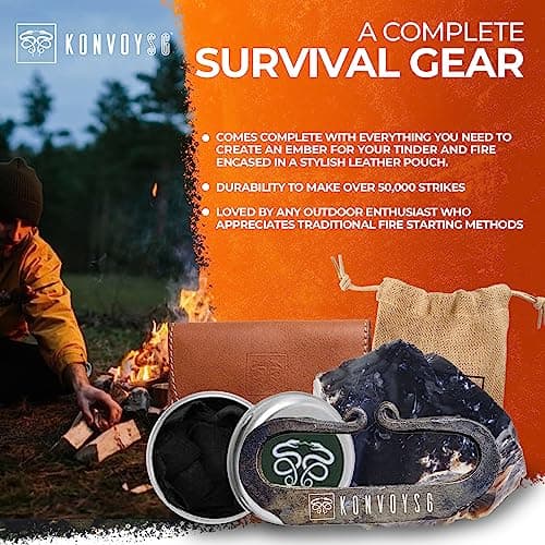 The Artisan Heritage Fire Kit – Hand-Forged Carbon Steel & English Flint in a Premium Top-Grain Leather Pouch (Tan/Coyote Brown) — view 3