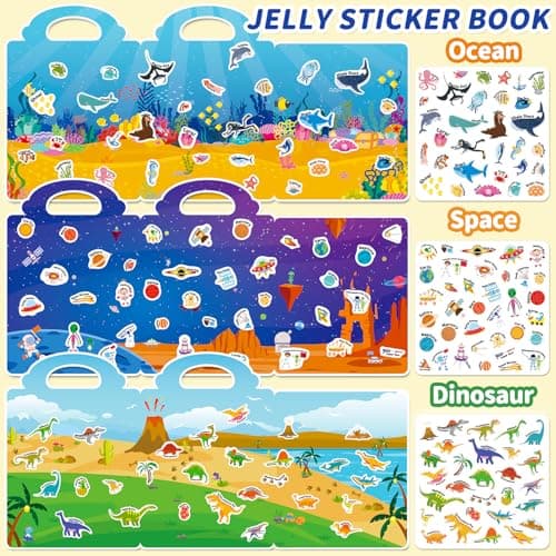 CREATIVETREES 6 Sets Reusable Sticker Book for Toddlers 3-6, Jelly Stickers Book for Kids, Travel Sticker Activity Toys for Childs 3 4 5 6 Years Girls & Boys Best Gifts — view 5