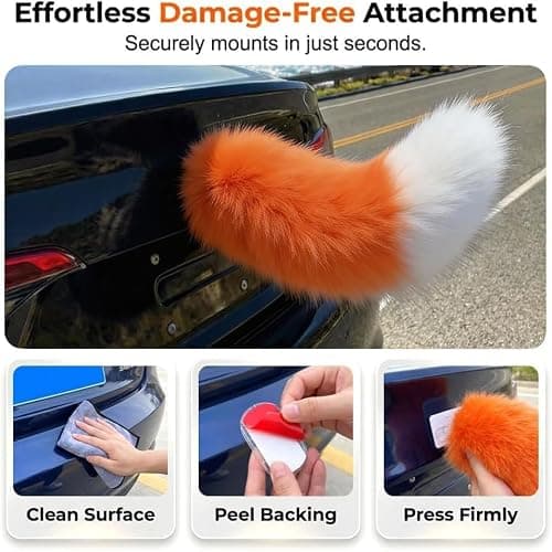 Remote Control Electric Car Tail, Wagging Tail for Car, USB Rechargeable Fluffy Tails Drift for Cars, Remote & Voice Control Moving Plush Tails forBicycle Auto Trunk Motorcycle RV Decor (Black) — view 3