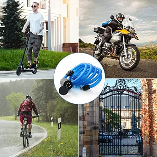 Digital Cable Lock eLinkSmart Bicycle Lock Fingerprint/Phone App, 150cm Long Keyless Steel Cable Lock for Bike, Electric Bike, Scooter, Motorcycle, Door, Waterproof, Remote Authorized, Blue — view 5