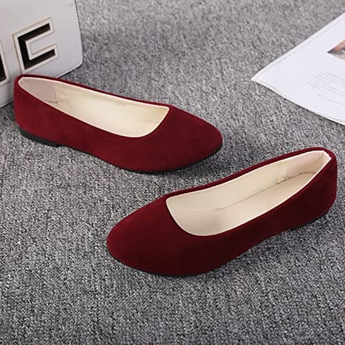 Generic Women's Ballet Flats Slip On Comfortable Walking Shoes Wine, 5 UK — view 2