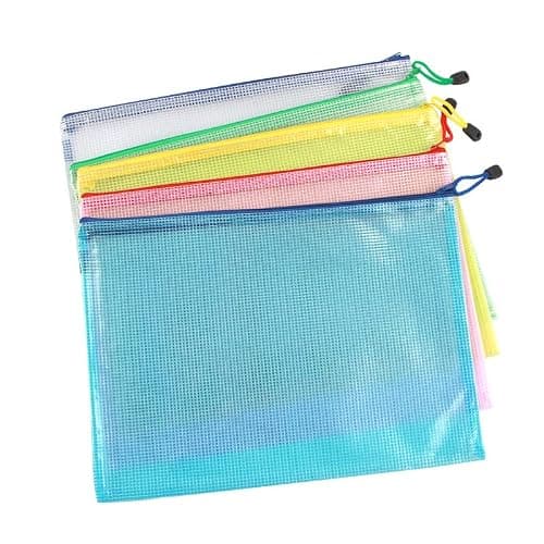 A4 Zip Folders, Plastic Wallets Zip Lock Bags for Offices Home Travel School Supplies, Zip Wallets Plastic Folders File Pockets File Bag for Cosmetics, Cross Stitch, Puzzles, Pack of 12, Pink — view 6