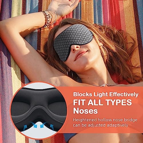 INNELO Sleep Mask 100% Blackout for Men Women, 3D Contoured Zero Pressure — view 3
