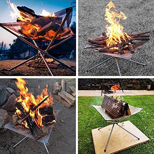 YEASQGS Portable Outdoor Camping Fire Pit Replacement Mesh Foldable Stainless Steel Mesh for Camping Backyard Garden (16.3 * 16.3 inch, Silver) — view 4