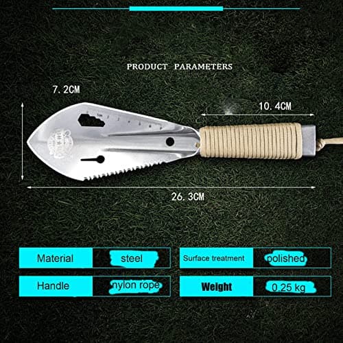 Multi Tool Survival Shovel Camping Spade Metal Scaled Hand Trowel with Paracord Handle for Outdoor Digging — view 2