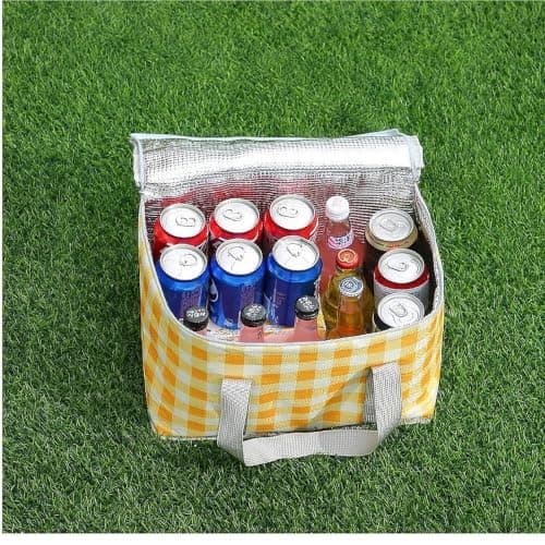 NIFTYY Insulated Picnic Basket, 35 x 20 x 20 cm Cooler Bag Hot or Cold Food, Portable Waterproof Beach Bag with Handle, Foldable Yellow Lunch Tote for Campi (yellow) — view 6