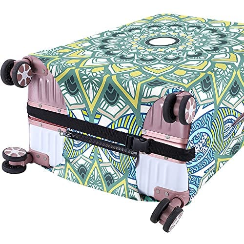 Fasbuy Travel Suitcase Cover, Washable Elastic Suitcase Covers Protectors 3D Mandala Anti-Scratch Luggage Protector for 18-32in Small Medium Large Luggage (Olive yellow,S) — view 2