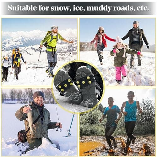 Kids Non Slip Ice Cleats for Shoes and Boots,Small Ice Snow Gripper Shoe/Boot Traction Cleats with 5 Spikes, Winter Outdoor Anti-Slip Crampons for Women Kids Walking, Climbing UK Size 2-6 — view 5