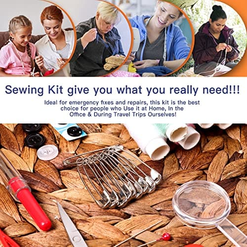 JUNING Travel Sewing Kit Portable Sewing Supplies Accessories for Adults, Beginner, Home, Emergency, Including Needle and Thread kit, Scissors,Tape Measure, Seam Ripper (B-Nomal) — view 3