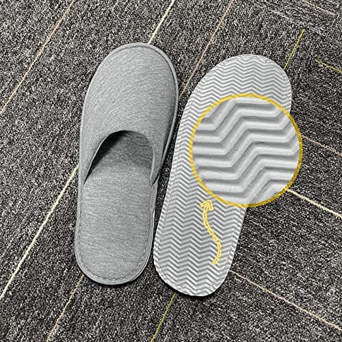 Sobotoo 5 Pairs Disposable Slippers White Non-Slip Closed Toe Slippers Shoes Comfortable Waffle Adult Slippers for Spa Guest Travel Hotel Nail Salon — view 6