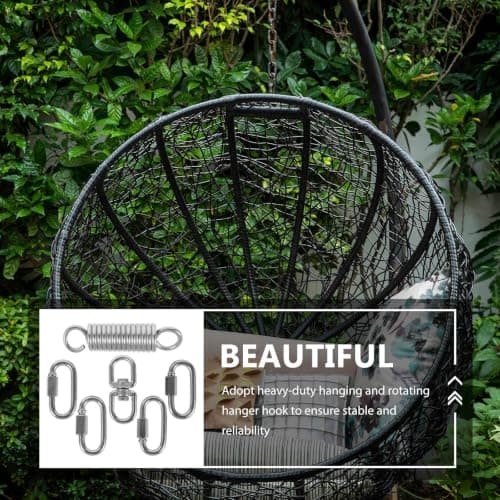 Hammock Chair Spring Set Silver Stainless Steel Outdoor Chair Lamp — view 5